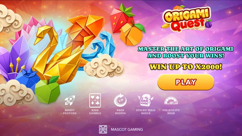 Origami Quest – főképernyő tárcsákkal és origami szimbólumokkal